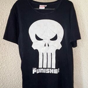Marvel Black and White Punisher Short Sleeve Tee